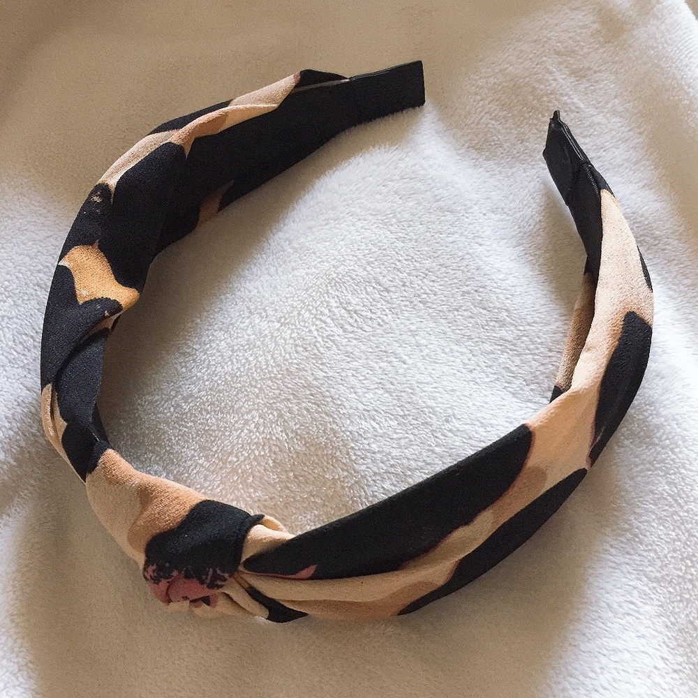 Leopard headband black spots, tan, brown, beige